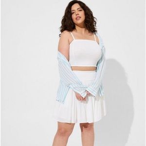 Washable Gauze Smocked Crop Beach Cami and Skirt set